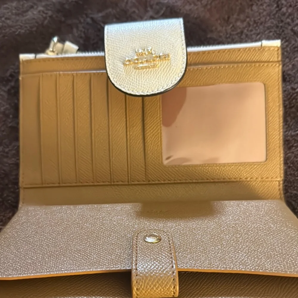 Coach Gold and Cream Wristlet - Picture 4 of 10